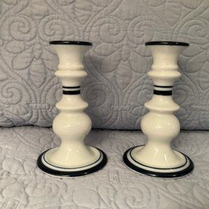 Dansk Bistro Blue & White Candlestick Holders